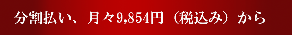 分割払い、月々9,854円（税込）から