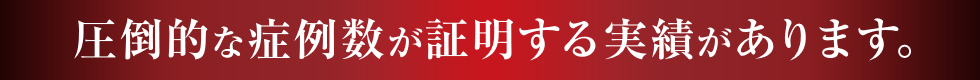 圧倒的な症例数が証明する実績があります。